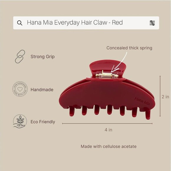 Hair Claw Clip Acetate Large 4 Inch Durable No Slip for Thick or Thin Hair